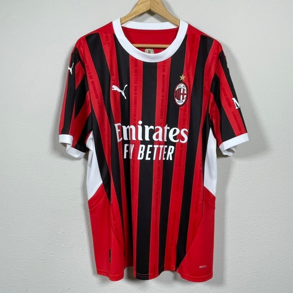 Puma AC Milan Pulisic #11 Home Soccer Jersey Mens Red Black 2024 2025 DryCELL